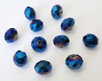 CLOSEOUT 50% OFF -11 Royal Blue AB Crystal Beads - 10 mm, Fully Drilled