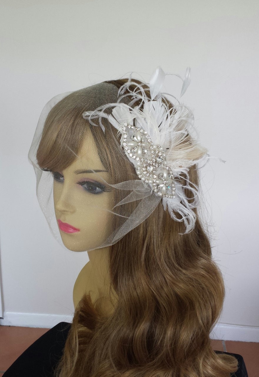 BRIDAL HEADPIECE Ivory White and Champagne Bridal Headpiece Etsy