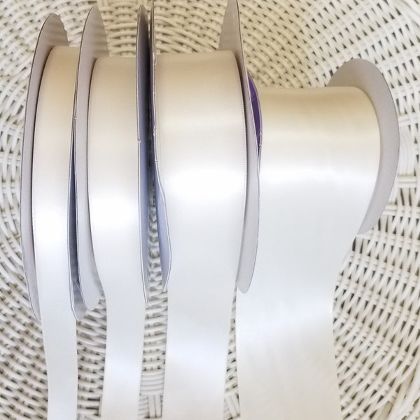 IVORY - OFF WHITE 5/8" - 7/8" - 1 1/2" - 2 1/4" Double Faced Satin Ribbon Limited Supply Going Fast, High Quality Luxurious