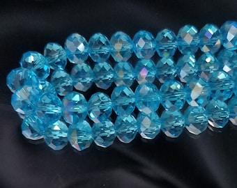 CLOSEOUT 50% OFF -20 Aquamarine Turquoise Crystal Beads - 8 mm Crystal Beads, Fully Drilled