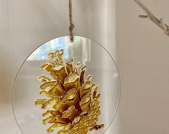Atrapasueños de vidrio con forma de piña botánica pintada a mano para decoración otoñal