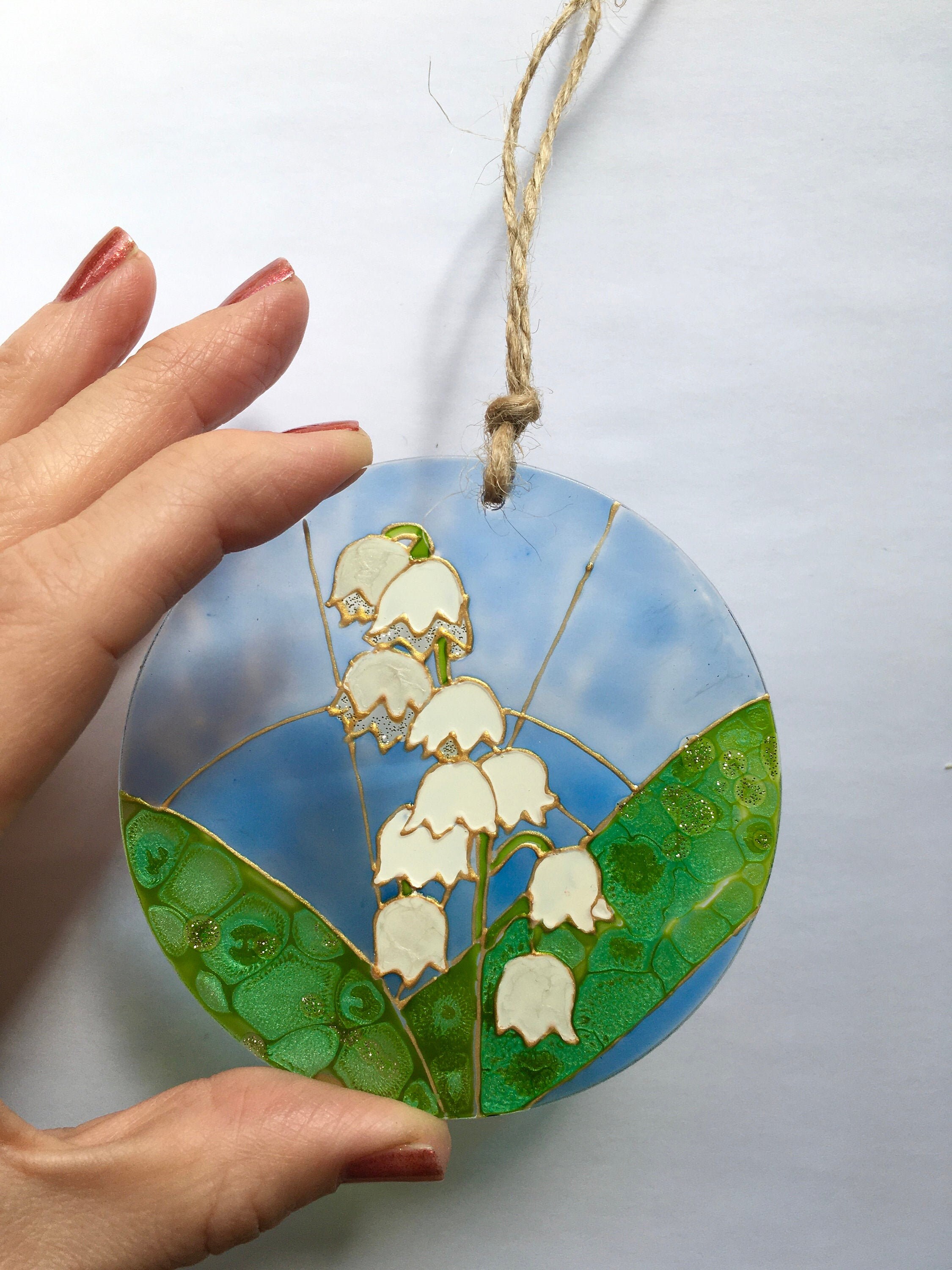 Lily of the Valley Stained Glass May Birth Flower Suncatcher | Etsy