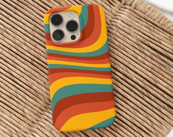 Retro Wavy Phone Case | 70s Colorful Inspired Trendy iPhone Case | iPhone 14 Case, iPhone 13 12 11 Pro Max | Hippy Boho Vintage Phone Cases