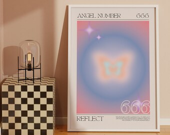 Angel Numbers Aura Poster 666 | Printable Wall Art | DIGITAL DOWNLOAD | Manifestation Intuition Affirmations Spiritual Wall Decor