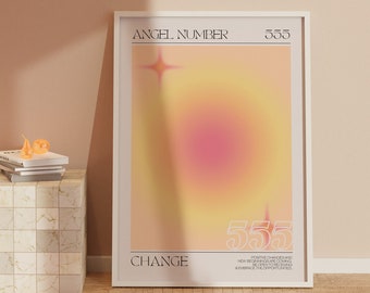 Angel Number Aura Poster Wall Art 555 | Printable Wall Art | DIGITAL DOWNLOAD | Manifestation Intuition Affirmations Spiritual Wall Decor