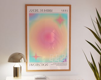 Angel Numbers Aura Poster 444 | Printable Wall Art | DIGITAL DOWNLOAD | Manifestation Intuition Affirmations Spiritual Wall Decor