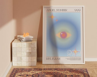 Angel Numbers Aura Poster 999 | Printable Wall Art | DIGITAL DOWNLOAD | Feminine Manifestation Intuition Affirmations Spiritual Wall Decor