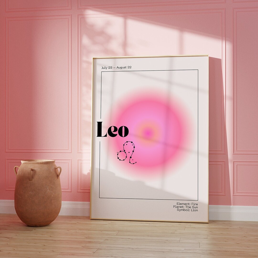 LEO Zodiac Wall Art Print Pink Aura Poster Astrology Wall Art