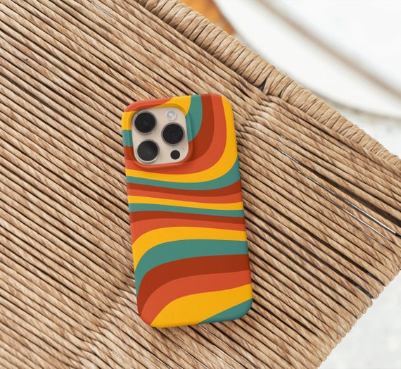 Retro Wavy Phone Case | 70s Colorful Inspired Trendy iPhone Case | iPhone 14 Case, iPhone 13 12 11 Pro Max | Hippy Boho Vintage Phone Cases