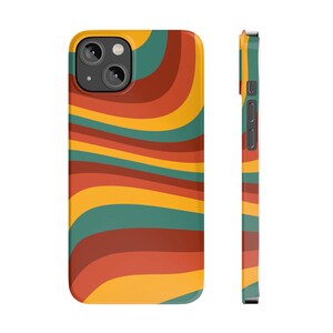 Retro Wavy Phone Case | 70s Colorful Inspired Trendy iPhone Case | iPhone 14 Case, iPhone 13 12 11 Pro Max | Hippy Boho Vintage Phone Cases image 5