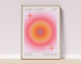 Angel Numbers Aura Poster 777 | Printable Wall Art | DIGITAL DOWNLOAD | Feminine Manifestation Intuition Affirmations Spiritual Wall Decor