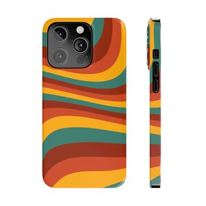 Retro Wavy Phone Case | 70s Colorful Inspired Trendy iPhone Case | iPhone 14 Case, iPhone 13 12 11 Pro Max | Hippy Boho Vintage Phone Cases image 3