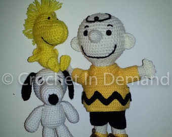 Peanuts Inspired Pals Set-Charlie Brown, Snoopy, and Woodstock Crochet Doll/Figure/Plush