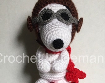 Peanuts Snoopy Flying Ace Inspired Crochet Doll/Figure/Plush