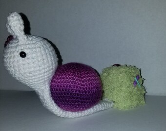 READY TO SHIP Crochet Plush Snail Business Card/Notepad Holder with Magnet