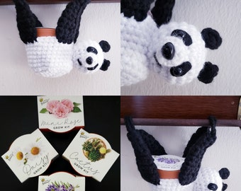 Crochet Hanging Animal Planter with Mini Grow Kit