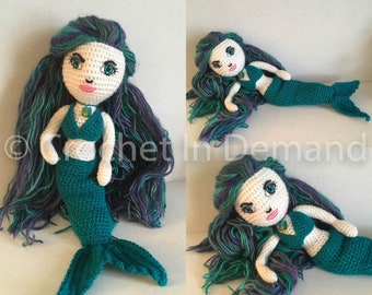 READY TO SHIP Ooak 15 inch Handmade Crochet Mermaid Doll Evangeline