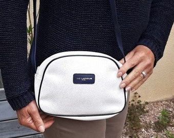 Bolso de hombro vintage francés de piel sintética blanca de Ted Lapidus, bolso bandolera, bolso de mano pequeño.