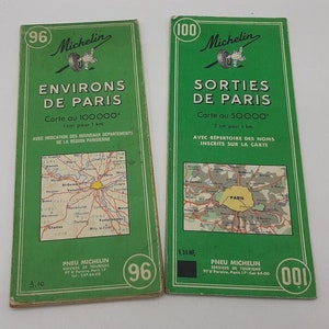 Carte de France vintage MICHELIN 1960, carte de Paris, carte vintage française