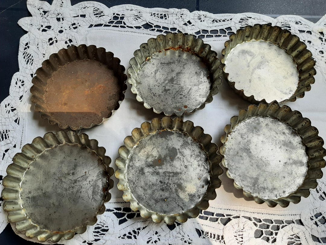 French Vintage Tart Tins Set of Fluted Baking Molds Baking