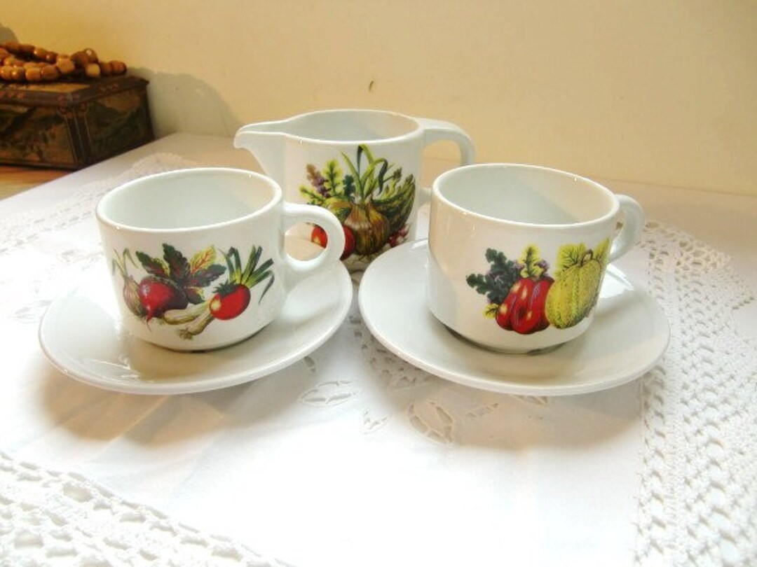 Limoges Coffee Cups ,saucers and Creamer, Garden Decor, Set of 2 Cups