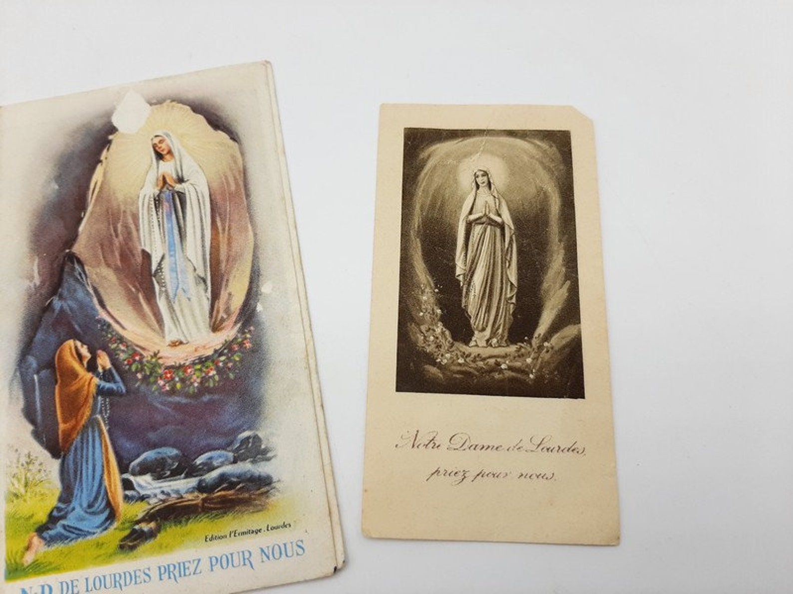 Lourdes vintage Holy Cards Our Lady of Lourdes and | Etsy