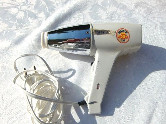 Sèche-Cheveux Vintage 1960, Scovill, Sèche-Cheveux Électrique, Rétro, Chrome en Plastique et Métal
