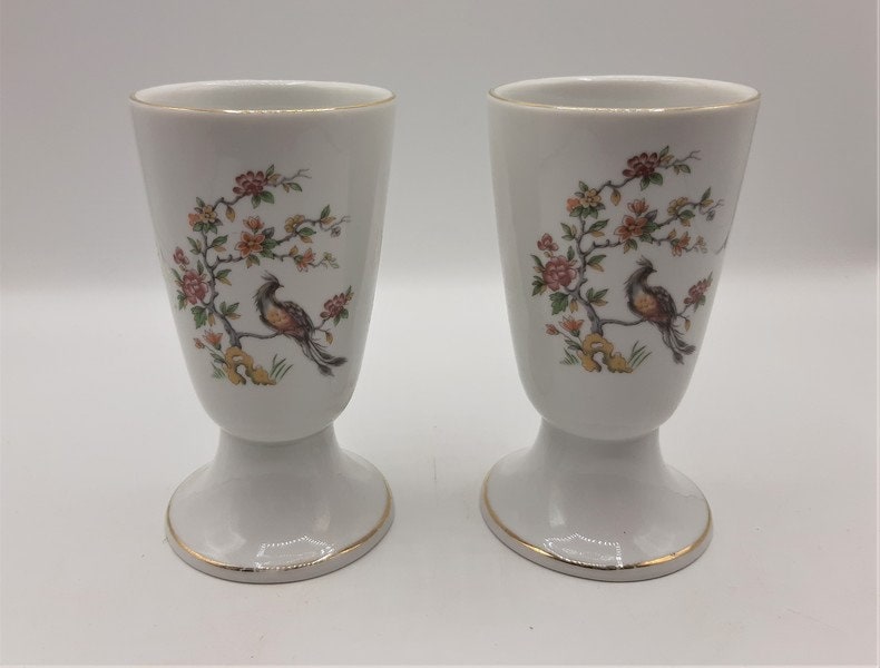 Français Tasse en Porcelaine Blanche Vintage, Mazagran avec Oiseaux et Décor Floral,