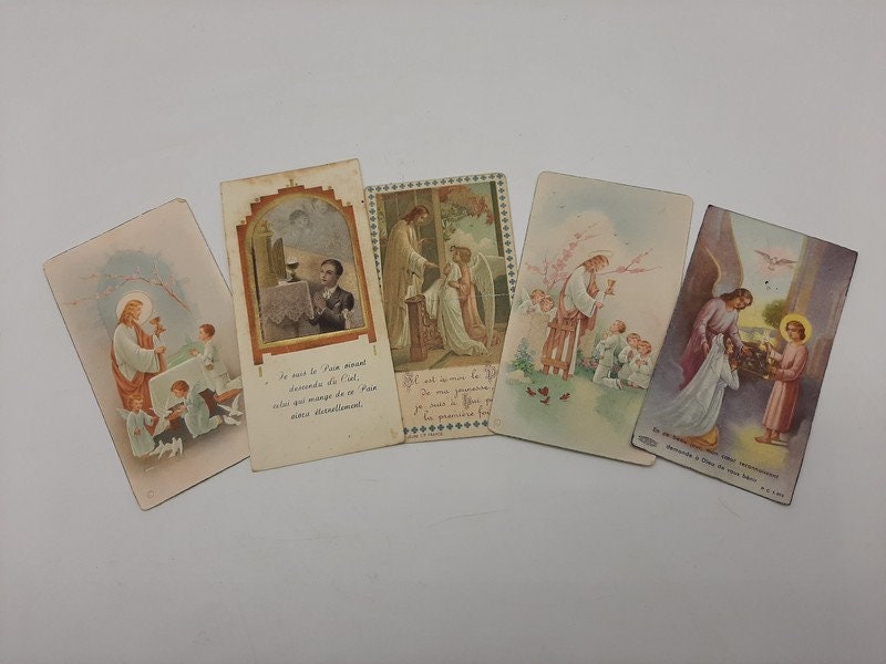 1940 Antique Français Cartes Saintes Catholiques - Première Communion , Prière Religieuse