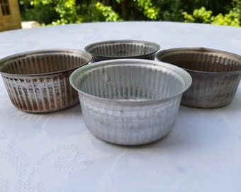 Französische Vintage Tortenform oder Kuchenformen 4er Set - Backformen - Aluminium Kuchenform, Souffleform