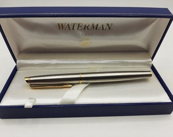 Waterman fountain pen, french vintage fountain pen, golden and silver fountain pen