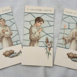 1970 vintage français Catholic Holy Card - première communion Jésus-Christ prière religieuse