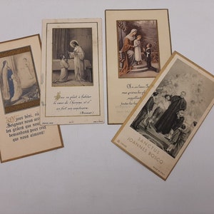 1930 Cartes saintes catholiques françaises antiques - cartes saintes de première communion, cartes de prière français, cartes catholiques, souvenir religieux catholique