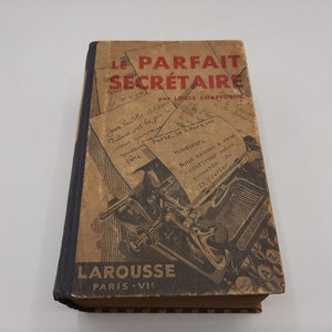 Livro antigo de cartas de cópia do escritório da secretária francesa de 1932 "le parfait secretaire".Chaffurin Larousse