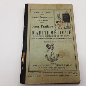 1920  French Vintage  arithmetics school book,  french primary school book
