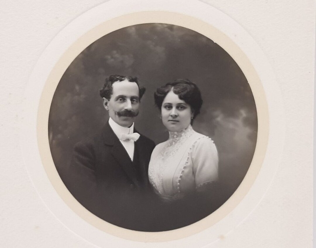 Antique French Wedding Photograph, Antique Portrait of a Wedding Couple