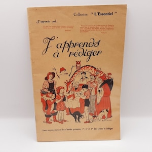 1950 Antique french school book, learning for writing book,children&#39;s education writing for primary school
