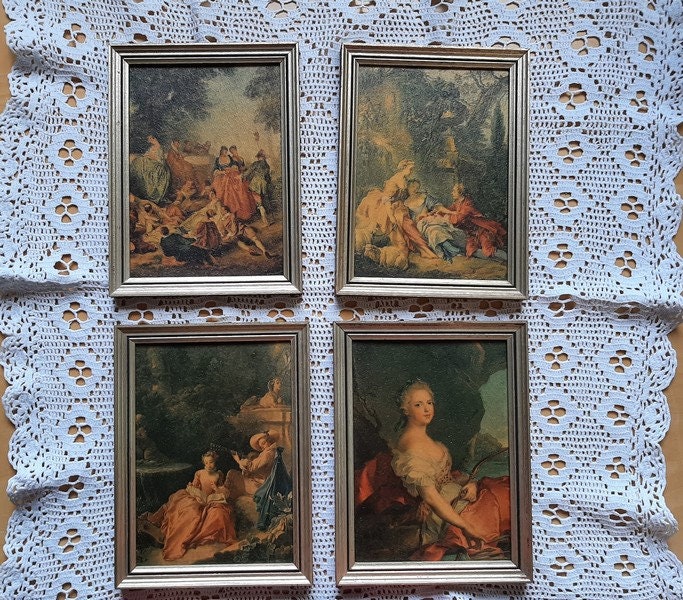 boudoir portrait,wooden framed tile portrait Vintage framed ceramic tile Marie Antoinette style romantic scene inspired by Watteau