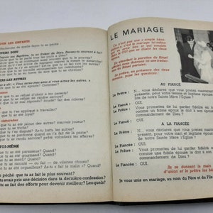 1960 Vintage French  Leather bound missal book ,   religious prayer book ,