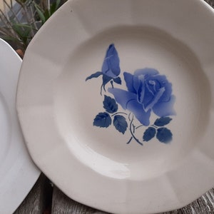 Digoin Sarreguemines lot de 4 assiettes creuses, Assiette creuse Digoin, Assiette creuse Digoin fleuri bleu, Sarreguemines