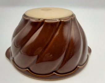 French vintage  ceramic bowl  with ears , brown glazed bowl, french vintage cafe au lait bowl
