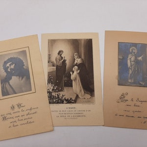 1920 antieke Franse katholieke heilige kaarten met Jezus Christus - eerste communie heilige kaarten, Franse gebedskaarten, katholieke kaarten