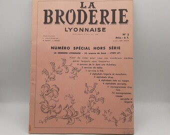 French antique embroideries book , broderie Lyonnaise" , alphabet, monograms, Richelieu , floral embroideries ,
