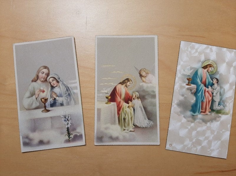 1950 Français Cartes Saintes Catholiques Vintage - de Première Communion, Jésus-Christ,