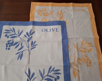 French Vintage  provencal  dish towel ,Olives decor  blue or yellow  tea towel