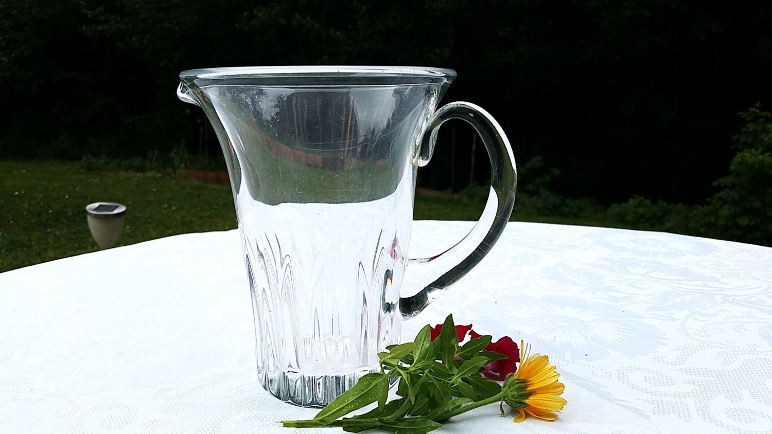 Français Pichet en Verre Vintage, Lourd, d'eau, Picher de Bière, Carafe, Cruche