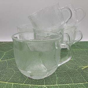 French Vintage clear glass coffee cups   , set of 4 cups and set of 3 cups available