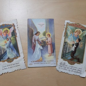 1950 Français cartes saintes catholiques vintage - cartes saintes de première communion, cartes saintes archange saint michel, cartes de prière français