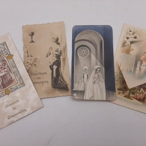 1940 Cartes saintes catholiques français antiques - cartes saintes de première communion, cartes de prière français, cartes catholiques, souvenir religieux catholique