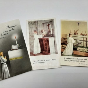 1960  French vintage Catholic Holy Cards - first communion holy cards, french prayer cards,  catholic cards, catholic religious souvenir